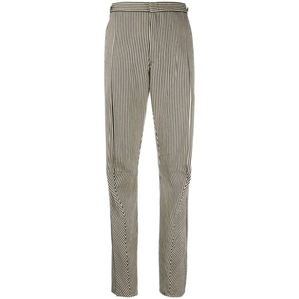 Comme des Garçons Y2K Black & White Striped Wool Blend Trousers
